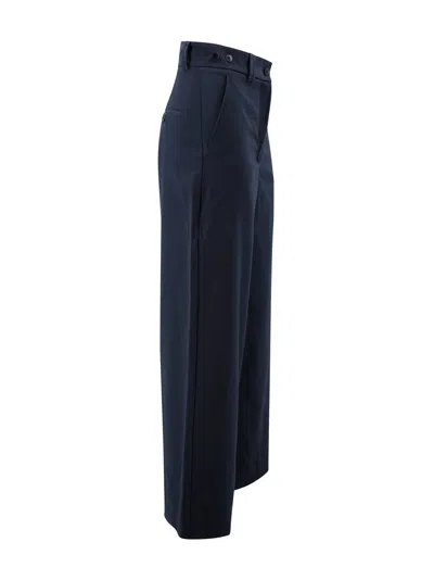 Weekend Max Mara High-waisted Wide Leg Trousers With Button Accents In Blue