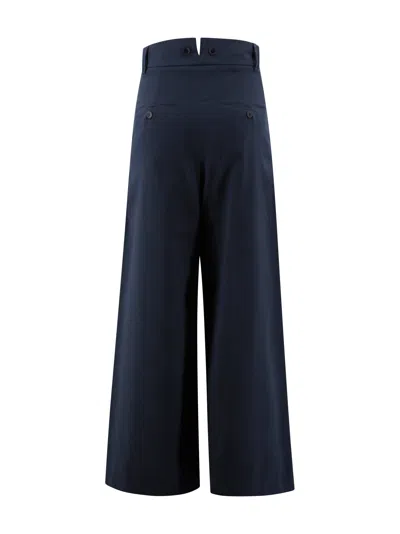 Weekend Max Mara High-waisted Wide Leg Trousers With Button Accents In Blue