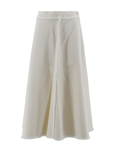 Weekend Max Mara A-line Silhouette Skirt Frayed Hem In Neutral