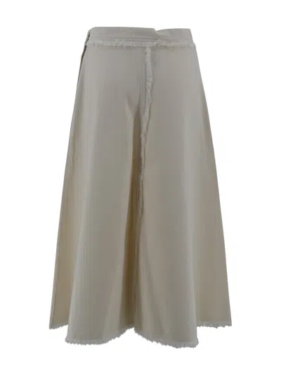 Weekend Max Mara A-line Silhouette Skirt Frayed Hem In Neutral
