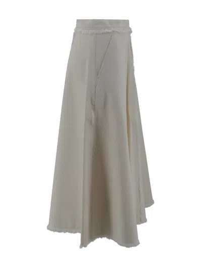 Weekend Max Mara A-line Silhouette Skirt Frayed Hem In Neutral