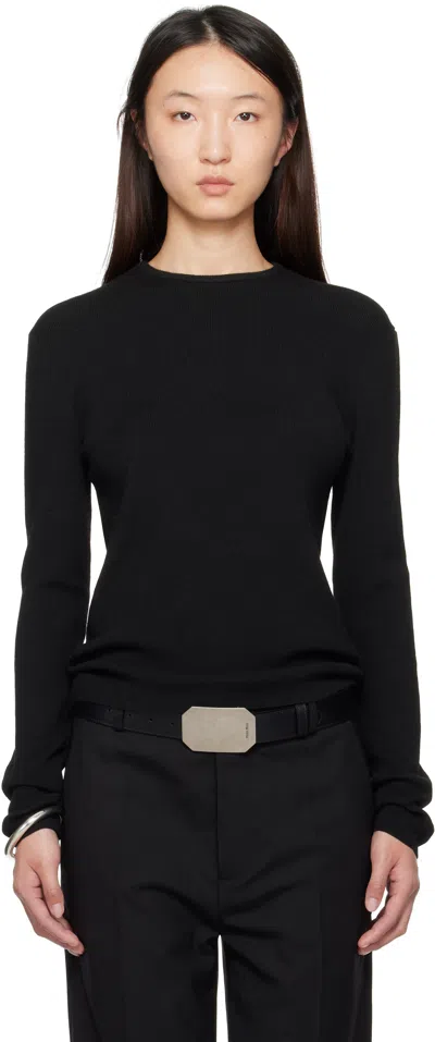 Essentials Black Soft Rib Long Sleeve T-shirt In Black
