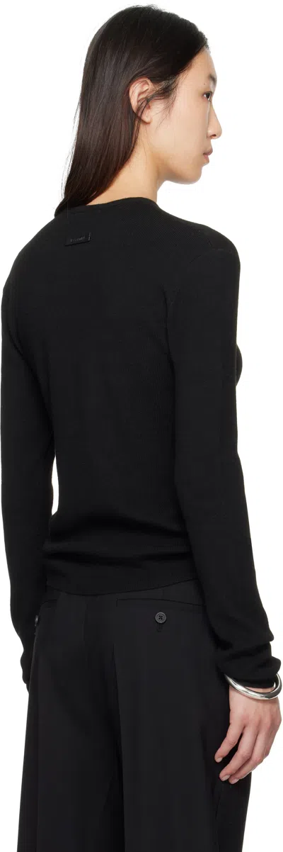 Essentials Black Soft Rib Long Sleeve T-shirt In Black
