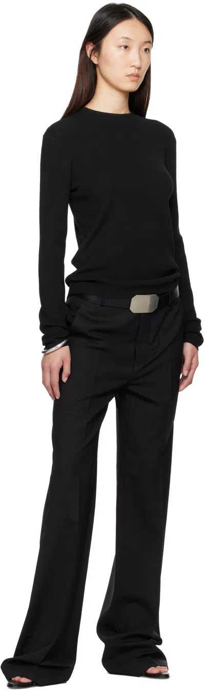 Essentials Black Soft Rib Long Sleeve T-shirt In Black