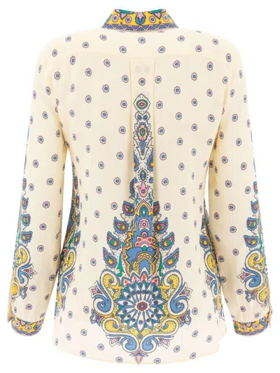 Etro Ivory Paisley Print Silk Twill Shirt