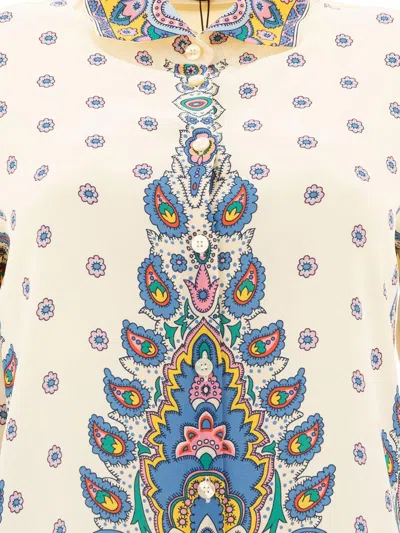 Etro Ivory Paisley Print Silk Twill Shirt