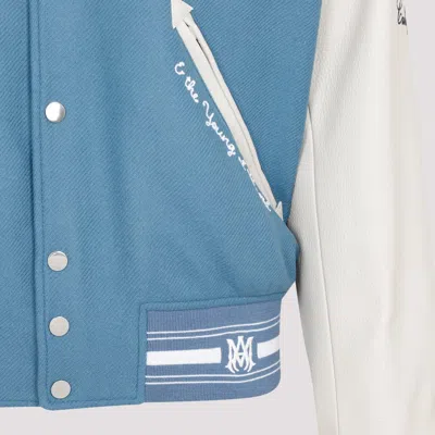 Amiri Oversized Varsity Jacket Ribbed Collar In Blue