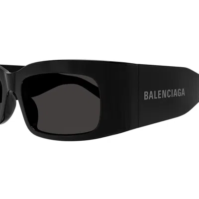 Balenciaga Bb0360s Linea Everyday 005 Black Grey Sunglasses In Black