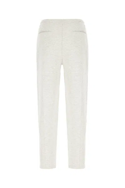 Brunello Cucinelli Melange Grey Cotton Blend Joggers In White
