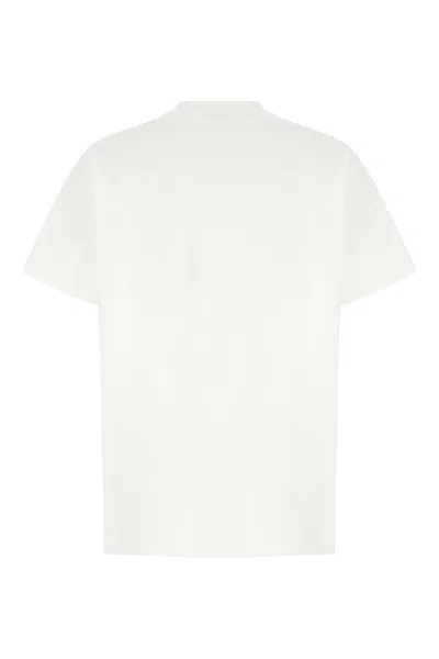 Burberry Women White Jersey Checked Twill-trimmed Cotton-jersey T-shirt Tee Shirt