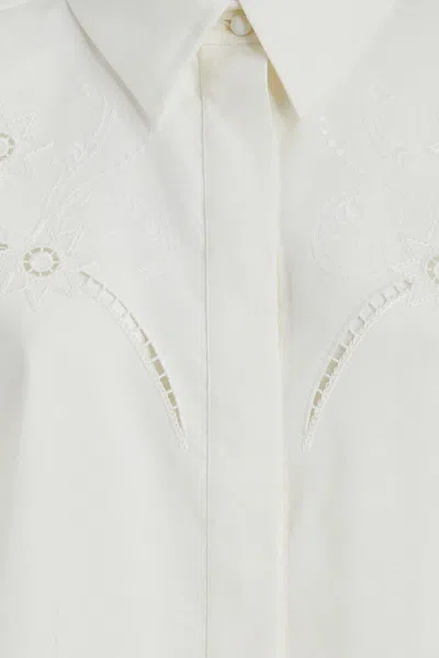 Chloé Embroidered Cotton Button-up Shirt In White