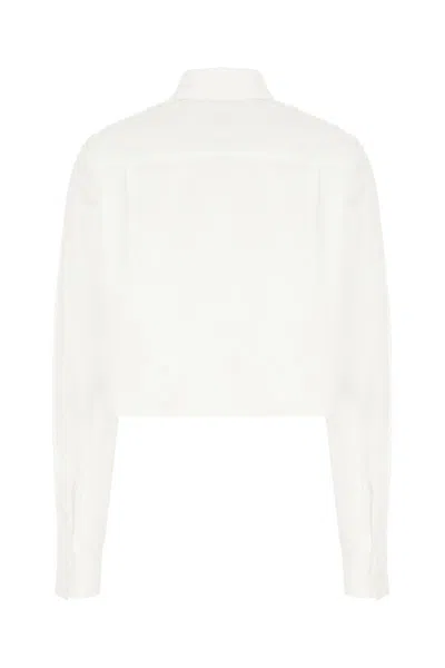 Off-white Embroidered Detail Poplin Cropped Shirt In White