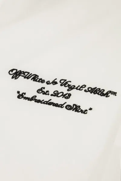 Off-white Embroidered Detail Poplin Cropped Shirt In White