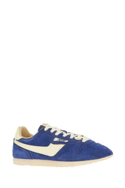 Autry Windspin Suede Sneakers With Contrast Panels In Blue