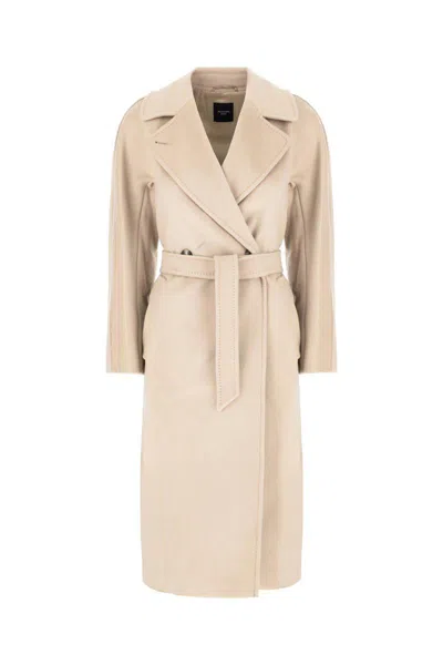 Weekend Max Mara Sand Wool Coat In Pink