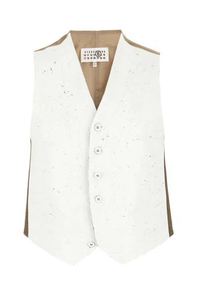 Mm6 Maison Margiela Multicolor Stretch Polyester Blend Vest In White