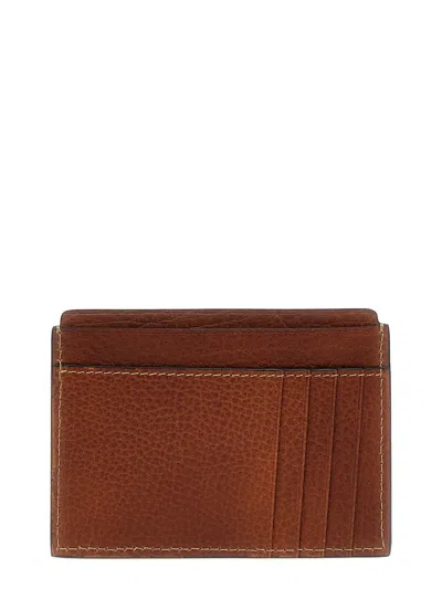 Brunello Cucinelli Leather Cardholder In Brown