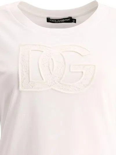 Dolce & Gabbana T-shirt With Logo Patch T-shirts White In Neutral
