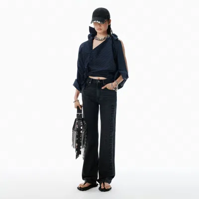 Alexander Wang Grey Logo Cutout Mid-rise Jeans