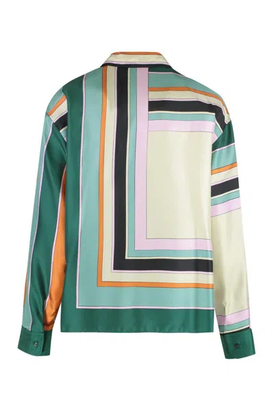 Weekend Max Mara Formia Printed Silk Shirt In Green