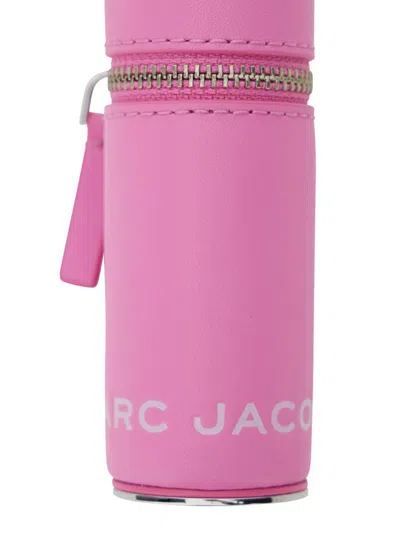Marc Jacobs The Lipstick Case Charm Pink Keychain With Pendants And Logoed Lipstick Holder In Leather And Brass  In Pink