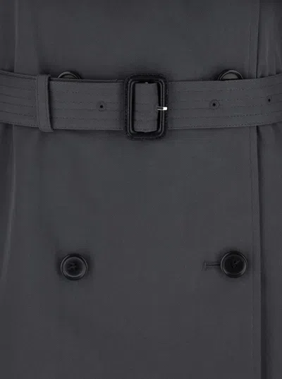 Pinko Grey Trench With Windproof Flap And Waist Belt In Cotton Blend Woman
