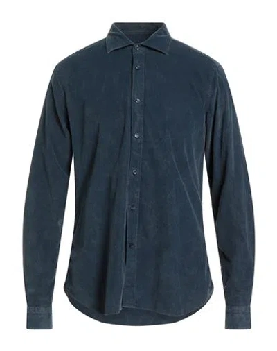 Tintoria Mattei 954 Man Shirt Slate Blue Size Xl Cotton, Elastane