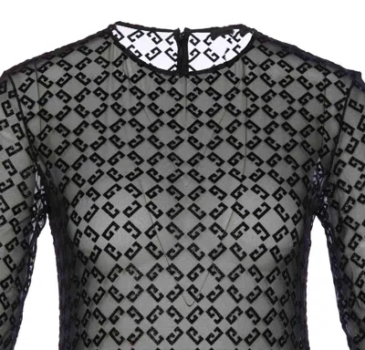 Givenchy Womens Monogram-print Long-sleeves Stretch-woven Body Black Silvery