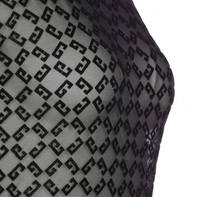 Givenchy Womens Monogram-print Long-sleeves Stretch-woven Body Black Silvery