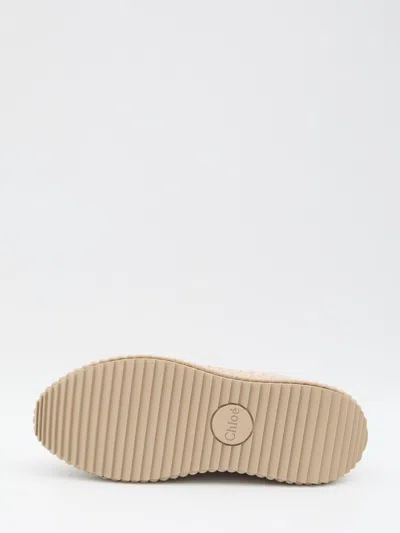 Chloé Low Top Sneakers Contrast Stitching In Pink