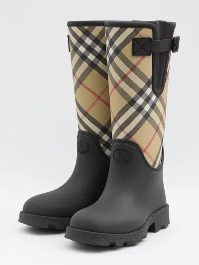 Burberry Marsha Stamp High Synthetic Rubber Rain Boots