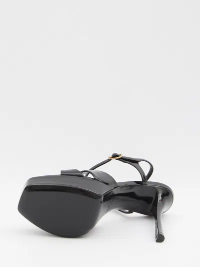 Saint Laurent Debbie 110 Patent Leather Platform Sandals In Black