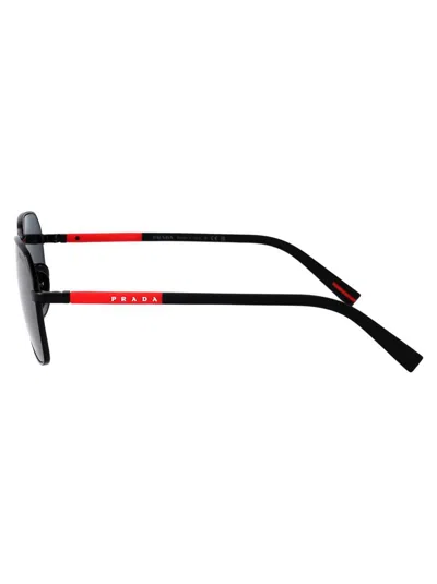 Prada Linea Rossa 57mm Rectangular Sunglasses In Black