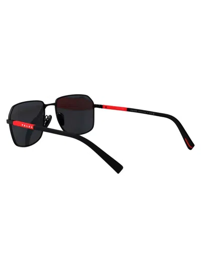 Prada Linea Rossa 57mm Rectangular Sunglasses In Black