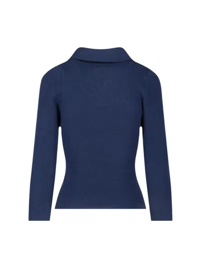 Vivienne Westwood Ribbed Collared Top Short Sleeves In Blue