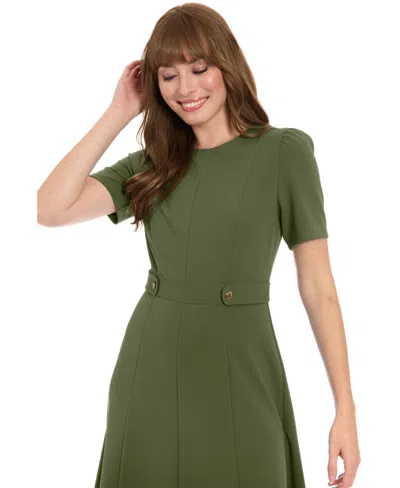 London Times Petite Fit & Flare Scuba Crepe Midi Dress