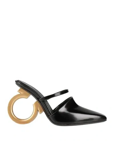 Ferragamo Elina Gancini Mule Heels In Black