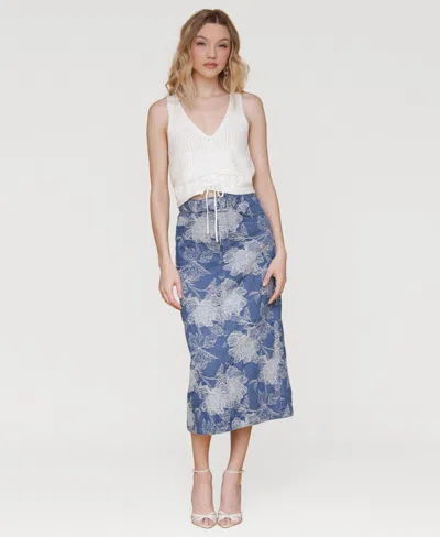 Avec Les Filles Women's Floral Denim Maxi Skirt