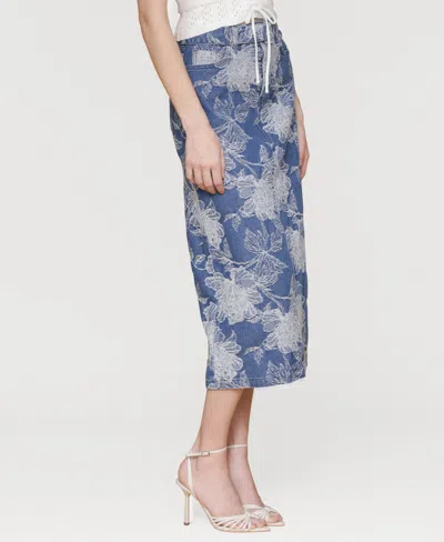 Avec Les Filles Women's Floral Denim Maxi Skirt