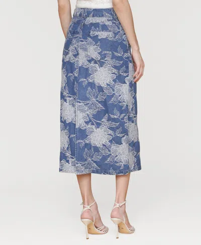 Avec Les Filles Women's Floral Denim Maxi Skirt
