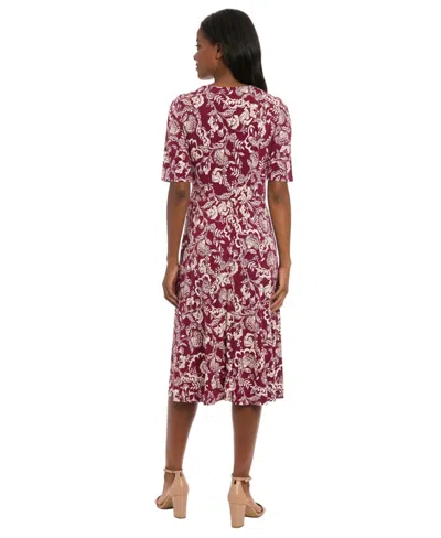 London Times Petites Jersey Printed Midi Dress In Multi