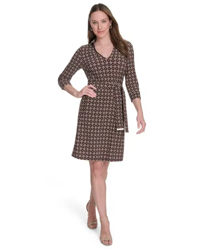 Tommy Hilfiger Women's Belted Jersey Fit & Flare Dress In Purple