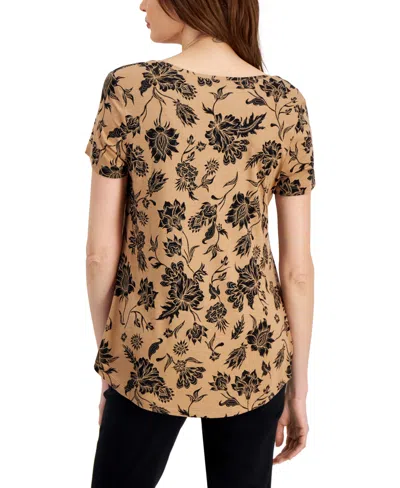 Jm Collection Women's Printed Scoop-neck Short Sleeve Top, Exclusively At Macy's