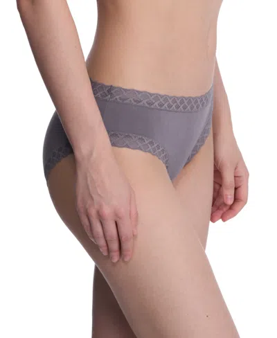 Natori Bliss Lace-trim Cotton Brief Underwear 156058 In Gray