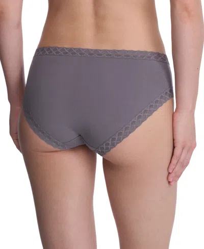 Natori Bliss Lace-trim Cotton Brief Underwear 156058 In Gray