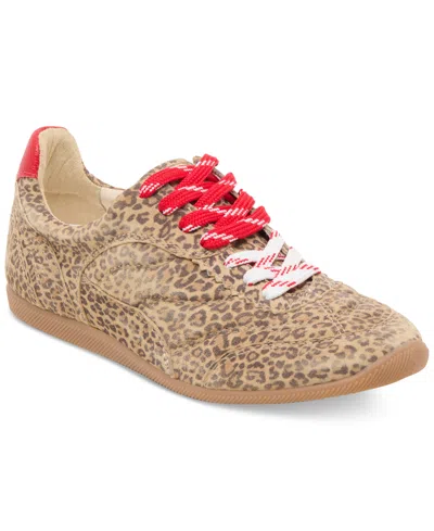 Dolce Vita Laini Sneakers Tan Leopard Printed Suede In Animal Print