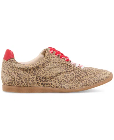Dolce Vita Laini Sneakers Tan Leopard Printed Suede In Animal Print