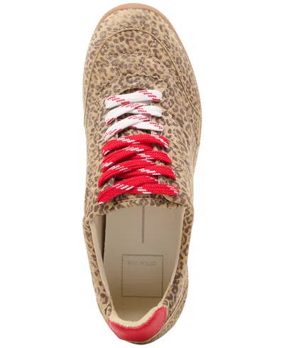 Dolce Vita Laini Sneakers Tan Leopard Printed Suede In Animal Print