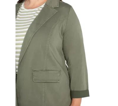 Liverpool Los Angeles Liverpool Plus Size Open-front Twill Blazer