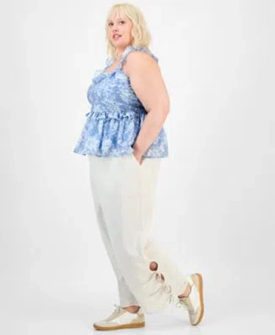 And Now This Now This Trendy Plus Tied Hem Linen Pants Ruffle Tank Top Exclusively At Macys